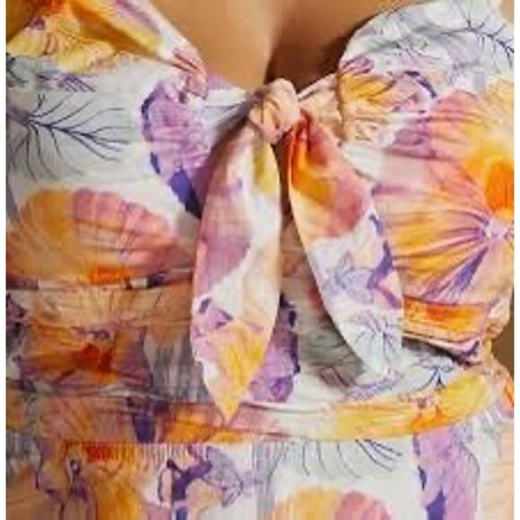 Anthropologie X Cecilia Pettersson Floral Tie-Front Midi Dress Sz 14 Cottagecore - Picture 5 of 14